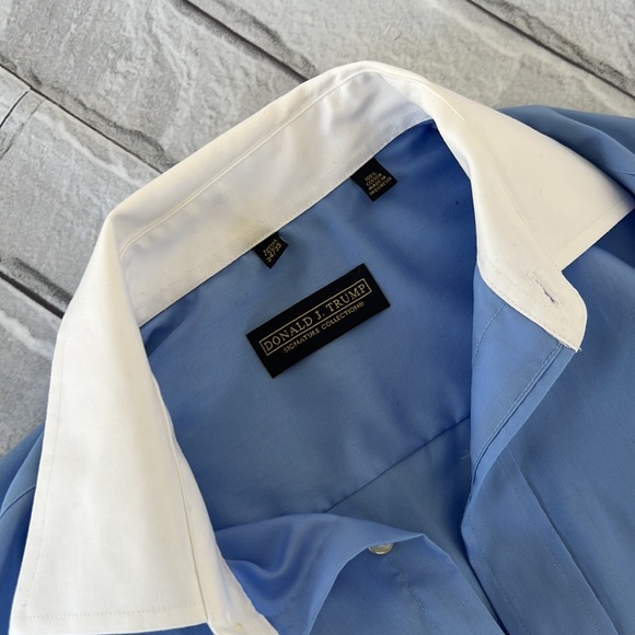 Donald J. Trump  non iron men’s button down blue shirt size 34/35 - Picture 5 of 11